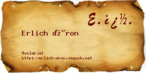 Erlich Áron névjegykártya